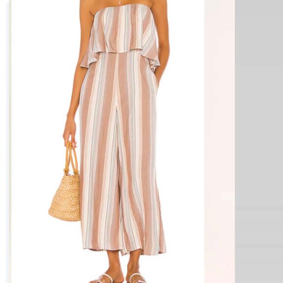 L Space Paulina Harmony Stripe Strapless Cover Up Jumpsuit S - Picture 1 of 13